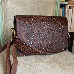 NWOT Madewell Flap Convertible Crossbody Bag in Dotted Calf Hair Cow Print